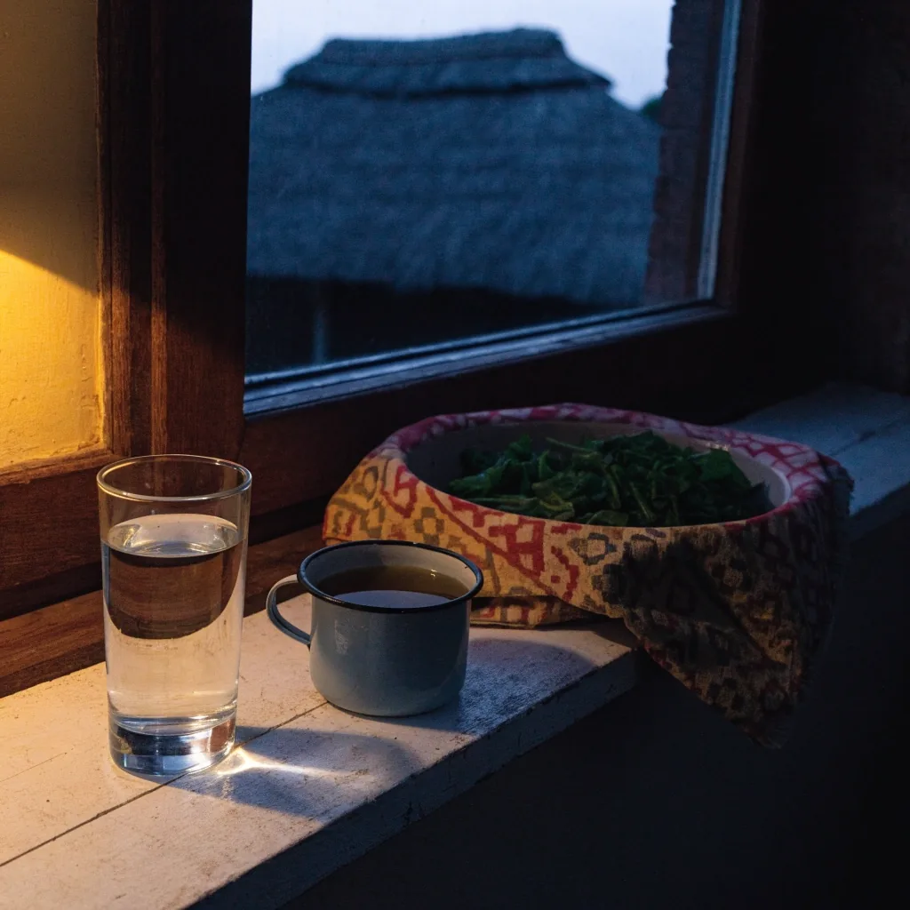 A cup of unsweetened tea beside a small jug of water